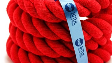 КРАСНАЯ ХЛОПКОВАЯ ВЕРЕВКА 30ММ, 1 МЕТР, ПО МЕТРАМ