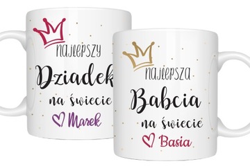 KUBEK zestaw 2 KUBKÓW dla BABCI i DZIADKA NAJLEPSI DZIADKOWIE + ich imiona