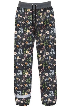 SPODNIE PRZECIWDESZCZOWE trekkingowe KIESZEŃ OUTDOOR łąka, kwiaty PL r. 146
