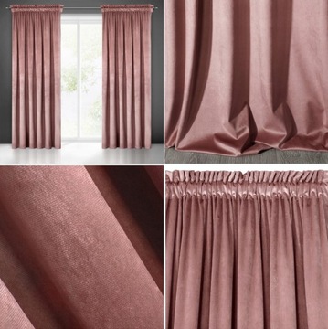 ZASŁONA WELUROWA VELVET NA TAŚMIE 140X270 RÓŻOWA