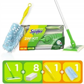 СТАРТОВЫЙ НАБОР SWIFFER MEGA LARGE MOP + 8 КАРТРИДЖЕЙ + 2В1 БАСТЕР