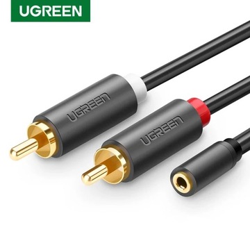 Kabel Przewód Audio JACK 3,5 2xRCA Chinch STEREO HQ Przejściówka Pozłacany