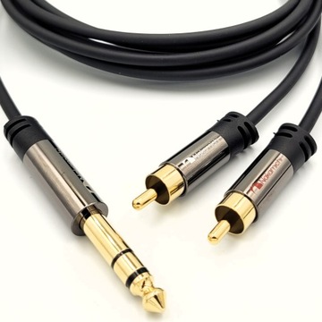 KABEL PRZEWÓD NAKAMICHI 2RCA - JACK 6,3MM STEREO CINCH MONO 3m