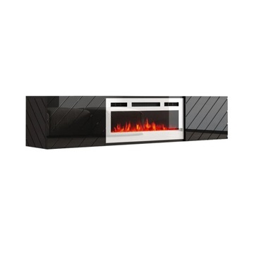 RTV LUXE czarny + kominek biały -Cama Meble