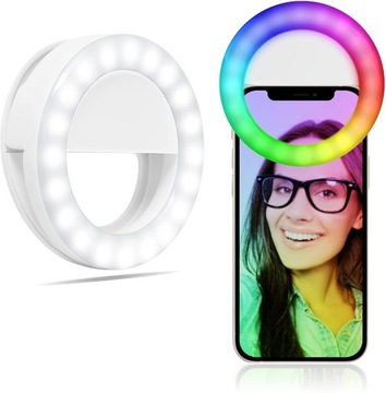 SELFIE RING PRZENOŚNA LAMPKA SELFIE RGB Z KLIPSEM