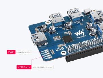 Модуль HUB 4xUSB 3.2 Gen1 для Raspberry Pi