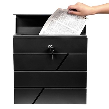 Почтовый ящик для газет, почты, черный большой почтовый ящик формата А4 для дома