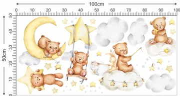 НАСТЕННЫЕ НАКЛЕЙКИ МИШКИ ОБЛАКА 50х100см MC9