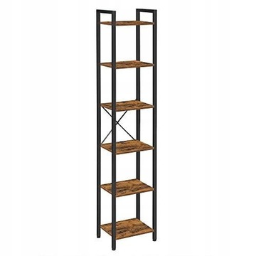 REGAŁ W STYLU LOFT NA KSIĄŻKI KWIATY 6 PÓŁEK RUSTYKALNY BRĄZ