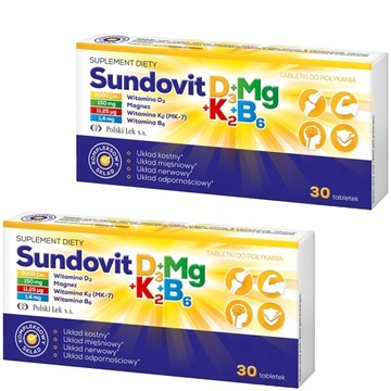 Sundovit D3+Mg+K2+B6 Wsparcie Odporności 30 Tabletek