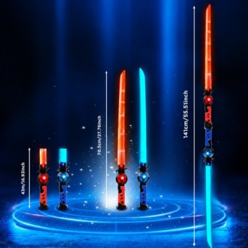 Розкладні мечі світлові LED 2 в 1 для дітей набір з 15 кольорами RGB 2 шт.