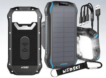 ARMOR SOLAR POWERBANK ВОДОНЕПРОНИЦАЕМЫЙ ИНДУКЦИОННЫЙ КАБЕЛЬ 3 в 1 ФАКЕЛ 33500 мАч