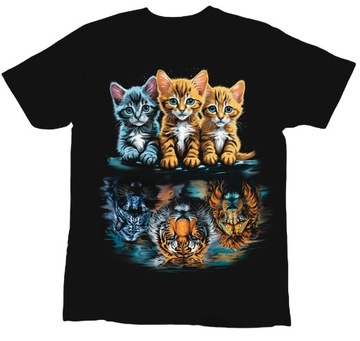 Koszulka Dziecięca Trzy Koty Czarna 12/14 lat Prezent Dla Dziecka Tshirt