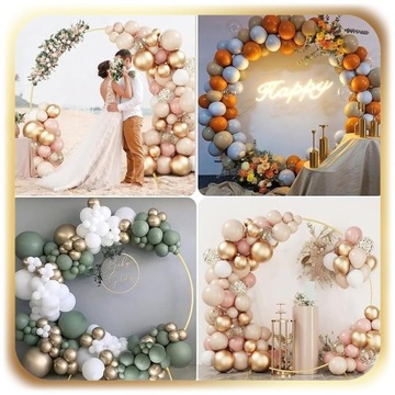 STOJAK METALOWY STELAŻ KOŁO 2m BALONY na 18 ŚCIANKA TŁO ŚLUB ROCZEK KOMUNIA