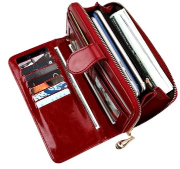 ВМЕСТИТЕЛЬНЫЙ ЖЕНСКИЙ КОЖАНЫЙ КОШЕЛЕК ИЗ ОКРАШЕННОЙ КОЖИ