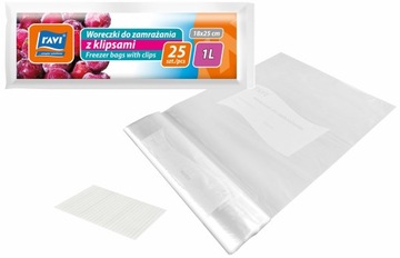 Woreczki do zamrażania z klipsem 1L 18x25cm 25szt Ravi