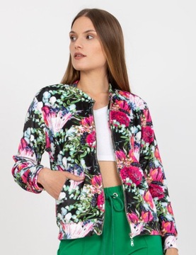 Bluza welurowa ROZPINANA bomberka FLOWERS 290 black S/M