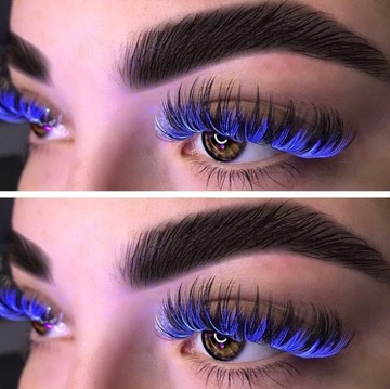 Ресницы цветные 8-13мм, изгиб D, 12 полосок, ТЕМНО-СИНИЙ