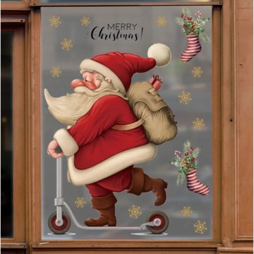 Рождественские наклейки на оконных украшениях с Санта -Клаусом