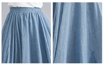 Elegancka Długa Spódnica Bawełna-Szyfon Elastyczny Pas Różne Kolory