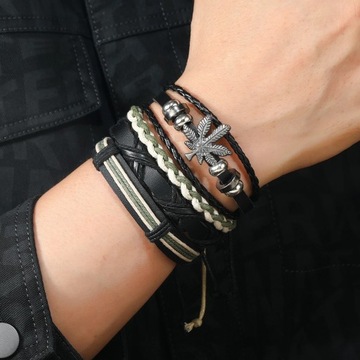 Винтажный кожаный браслет, новый мужской кожаный браслет