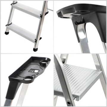 ЛЕСТНИЦА АЛЮМИНИЕВАЯ ДЛЯ ДОМА, 4 СТУПЕНИ + КРЮК