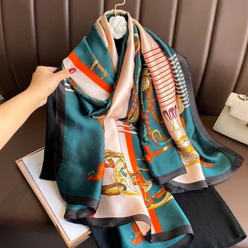 180*90cm Luxury Brand Women Scarf Summer Silk Shawl Lady Wrap Soft Female