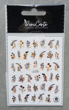 САМОКЛЕЯЩИЕСЯ НАКЛЕЙКИ ДЛЯ НОГТЕЙ ЗОЛОТО ЧЕРНЫЕ ЛИСТЬЯ ЛИНЕЙНЫЕ ЦВЕТЫ