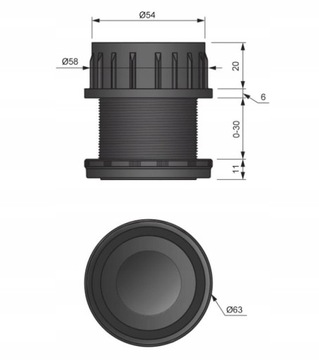 РЕГУЛИРУЕМАЯ НОЖКА ДЛЯ НОЖКИ СТОЛА FI60, ЧЕРНАЯ