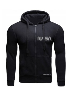 BLUZA MĘSKA CZARNA NASA ROZPINANA Z KAPTUREM XXL