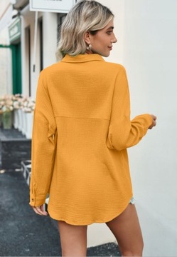 МУСЛИНОВАЯ РУБАШКА ЖЕНСКАЯ - СВОБОДНАЯ OVERSIZE Италия, M