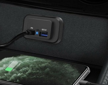 Зарядное устройство USB-C Quick Charge QC3.0 + PD 36 Вт, 12–24 В