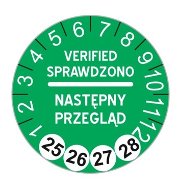 35 szt NAKLEJKI Inspekcyjne 30 mm Inspeckja Przegląd Etykiety zielone