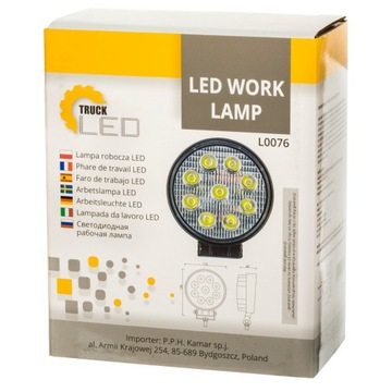 9-СВЕТОДИОДНАЯ ГАЛОГЕННАЯ РАБОЧАЯ ЛАМПА 27Вт 12В 24В Прожектор