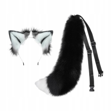 Zestaw pluszowych uszu i ogona wilka, Cosplay Lo