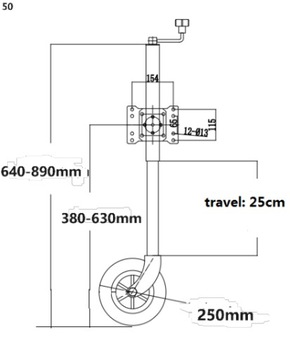 Колесо опорное маневренное для прицепа кемпингового эвакуатора, 200 кг, диаметр 48, надувное