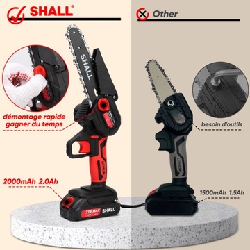 Мини-бензопила SHALL, бесщеточный двигатель, 4 цепи, с отсеком для хранения.