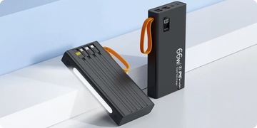 POJEMNY POWERBANK 30000mAh 66W 4x USB 1x USB-C KABEL LIGHTNING USB-C USB