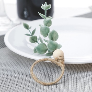 6 SZT. KRĄŻKI NA SERWETKI FARMHOUSE LIŚCIE EUKALIPTUSA