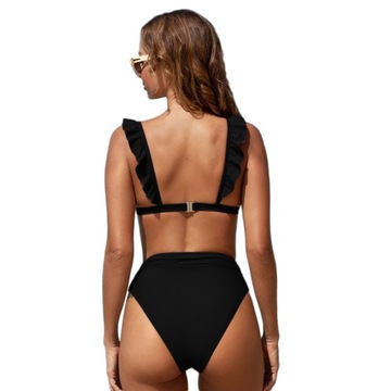 ЖЕНСКИЙ КУПАЛЬНИК БИКИНИ, РАЗДЕЛНЫЙ, С ВЫСОКОЙ ТАЛИЕЙ, МОДЕЛИРУЮЩИЙ КОСТЮМ, ЧЕРНЫЙ M