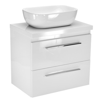 Komplet łazienkowy szafka z blatem pod zlew umywalka ceramiczna biały 50 cm