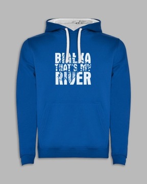BLUZA Z KAPTUREM - BIAŁKA Niebieski XL