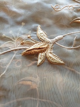 OBL 11 Штора с вышивкой бежевого цвета, высота 280 см.