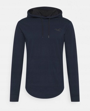 HOLLISTER _ Cienka Granatowa Bluza z Kapturem _ S