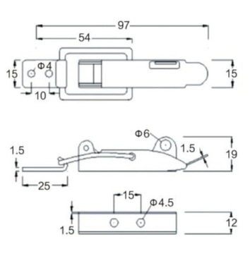 Защелка Kandahar R65 из нержавеющей стали 97,0 мм 1 шт.