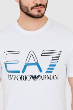 EA7 T-shirt męski biały z dużym czarnym logo M