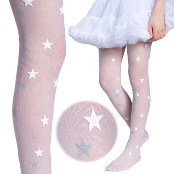 Rajstopy BIAŁE dziewczęce KOMUNIJNE z wzorem SUPER JAKOŚĆ