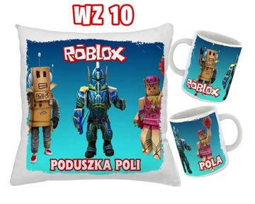 KUBEK + PODUSZKA dla gracza ROBLOX + imię RÓŻNE WZORY