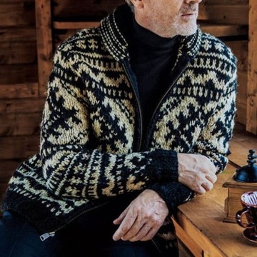 Męski sweter z dzianiny kardigan na wiosnę