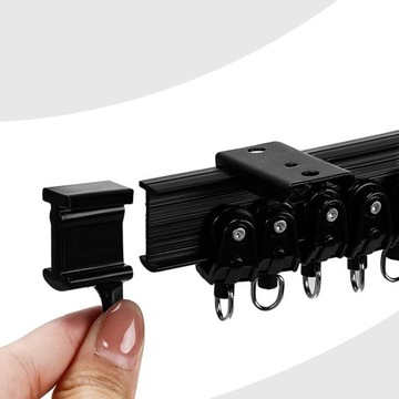 ELASTYCZNY KARNISZ SZYNA DO ZASŁON FIRAN 5M CAŁY ZESTAW KOLOR CZARNA